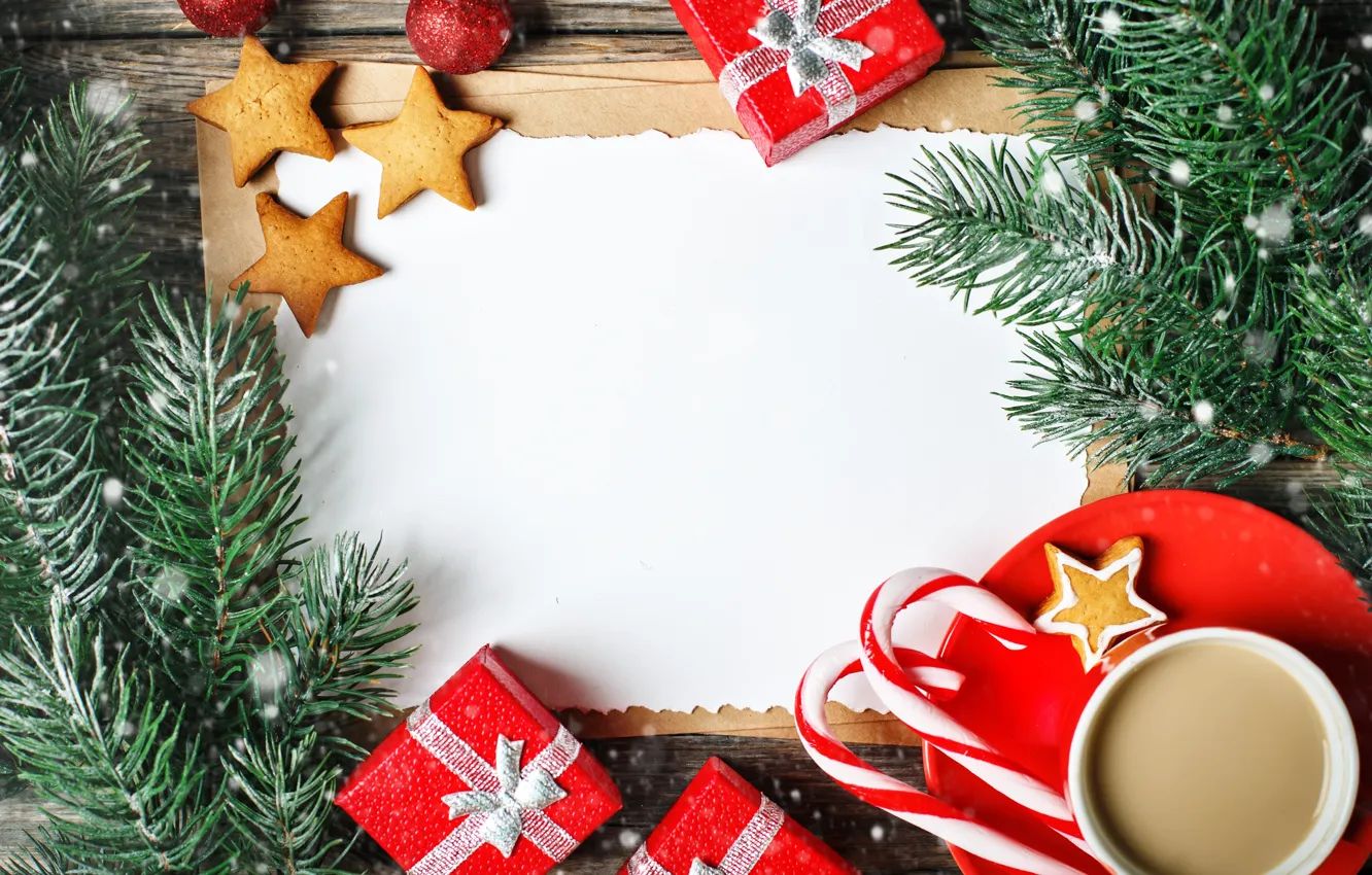 Фото обои украшения, Новый Год, Рождество, подарки, christmas, wood, merry, coffee cup