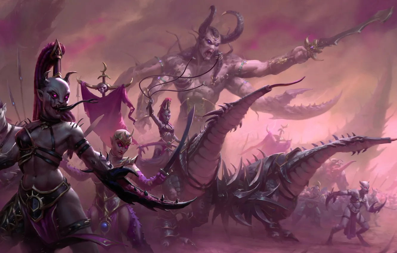 Фото обои Warhammer, chaos, demons, Slaanesh