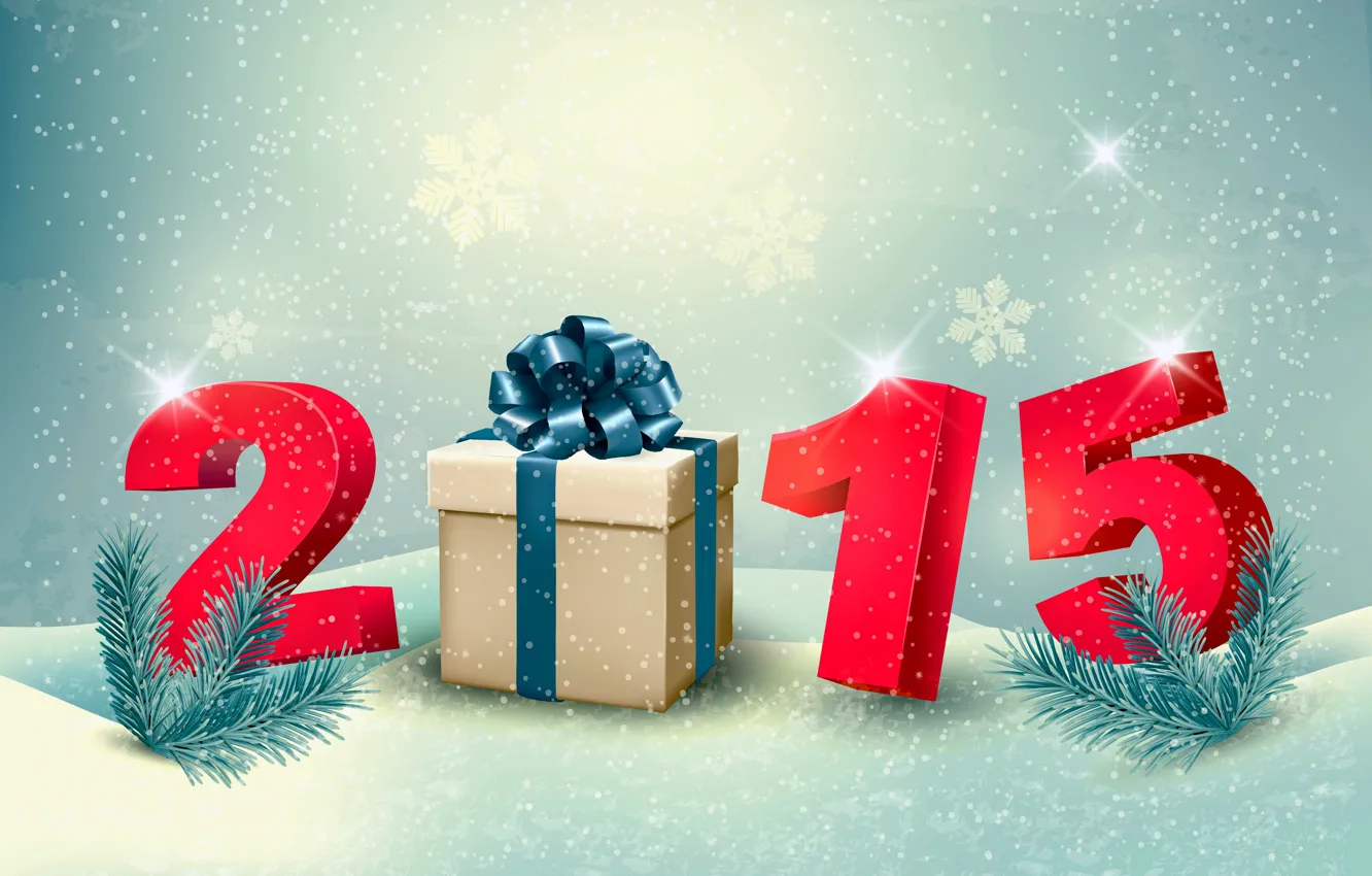 Фото обои подарок, Новый Год, New Year, Happy, 2015