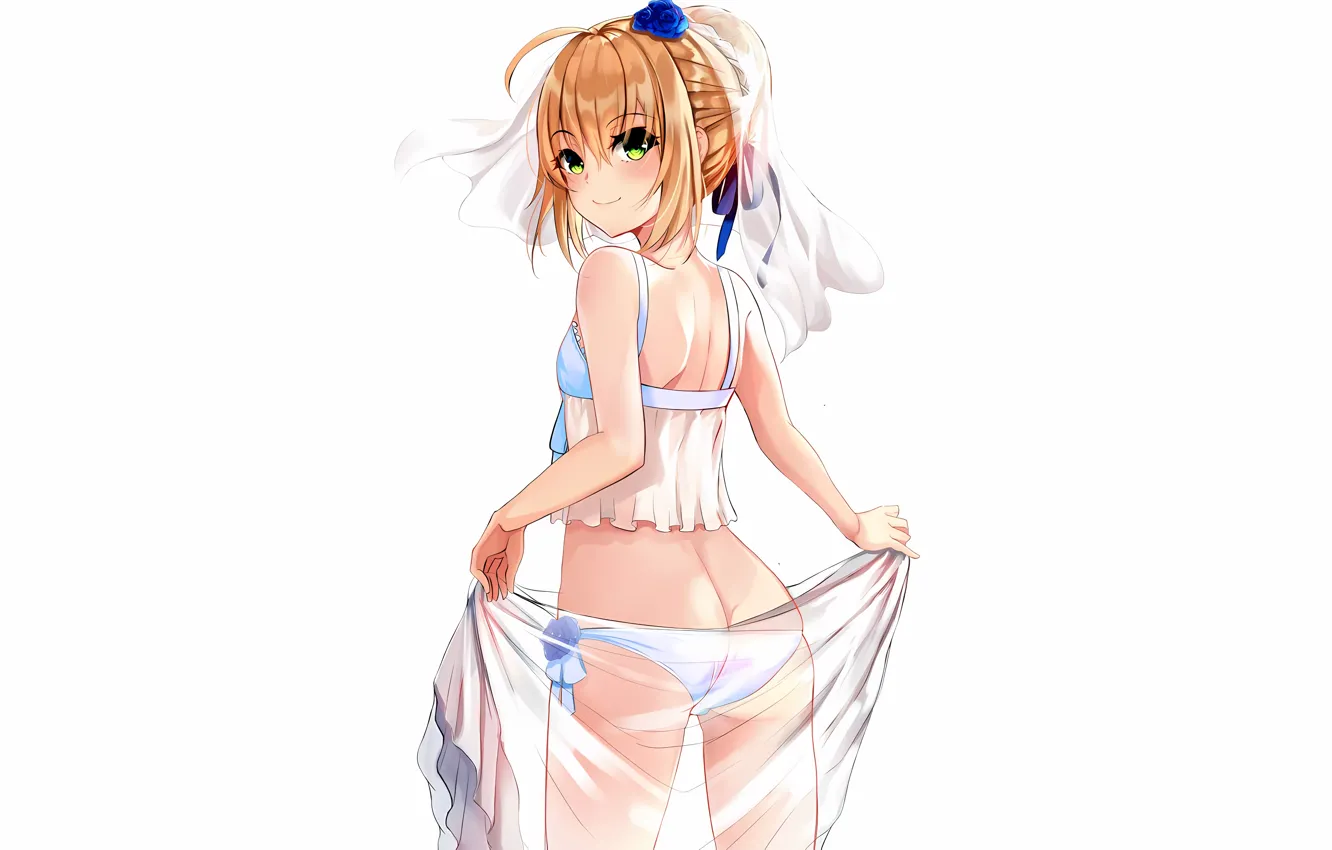 Фото обои girl, sexy, ass, pantsu, blouse, panties, anime, beautiful