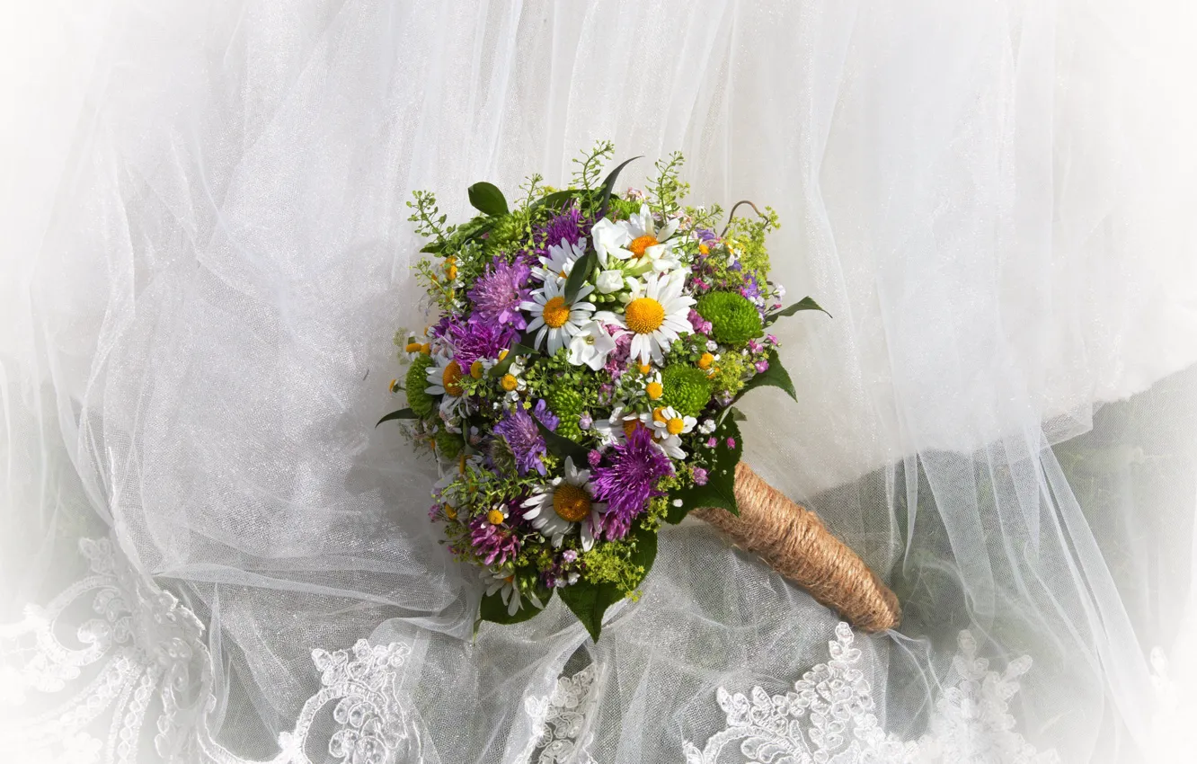 Фото обои цветы, ромашки, букет, ткань, хризантемы