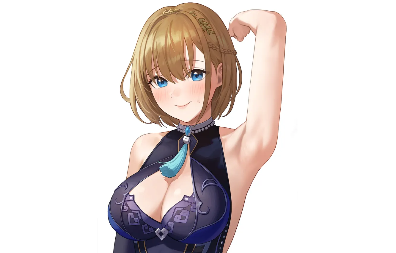 Фото обои sexy, boobs, stretch, anime, short hair, babe, armpit, armpits