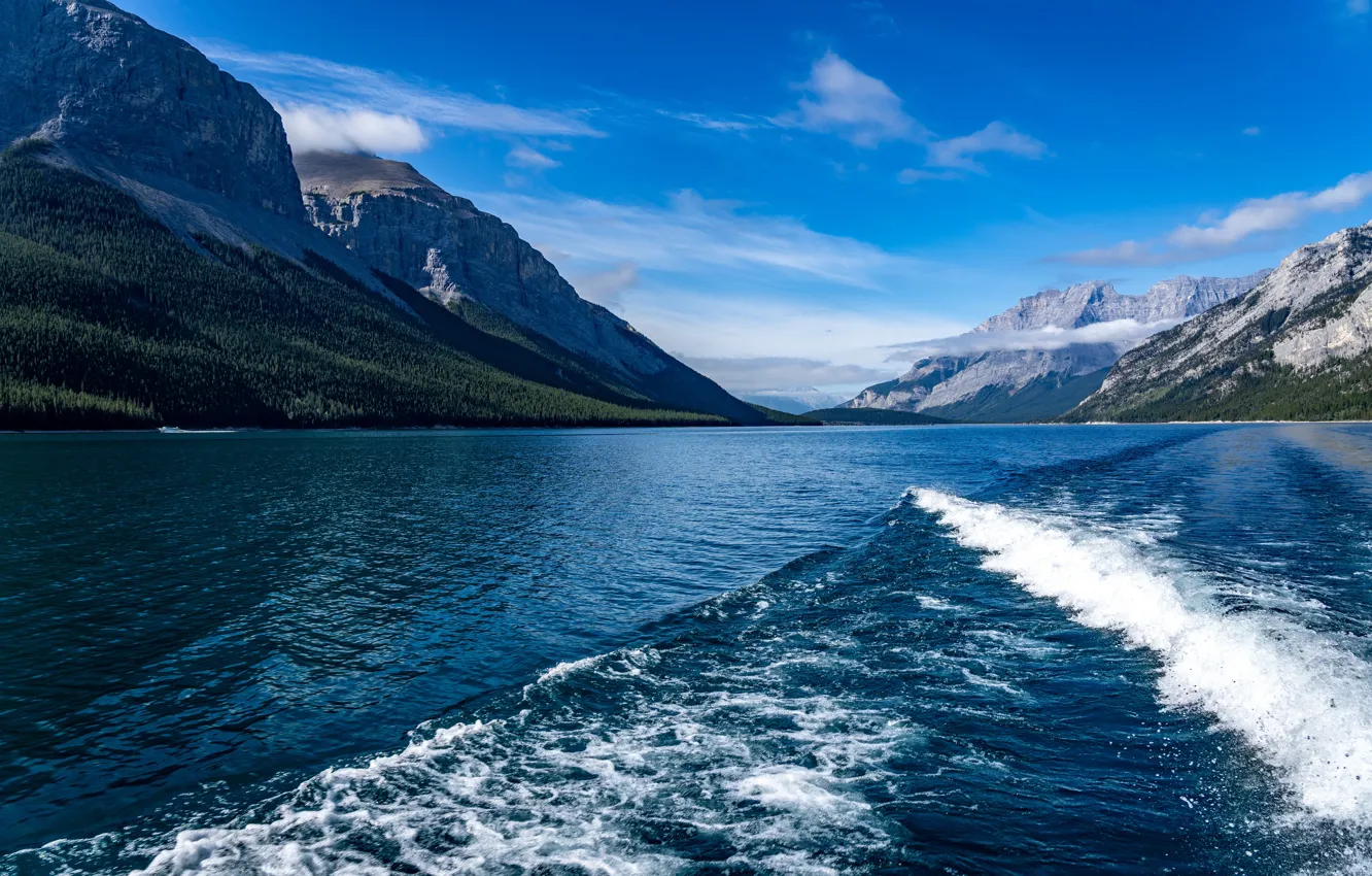 Фото обои горы, озеро, фото, Canada, Lake Minnewanka