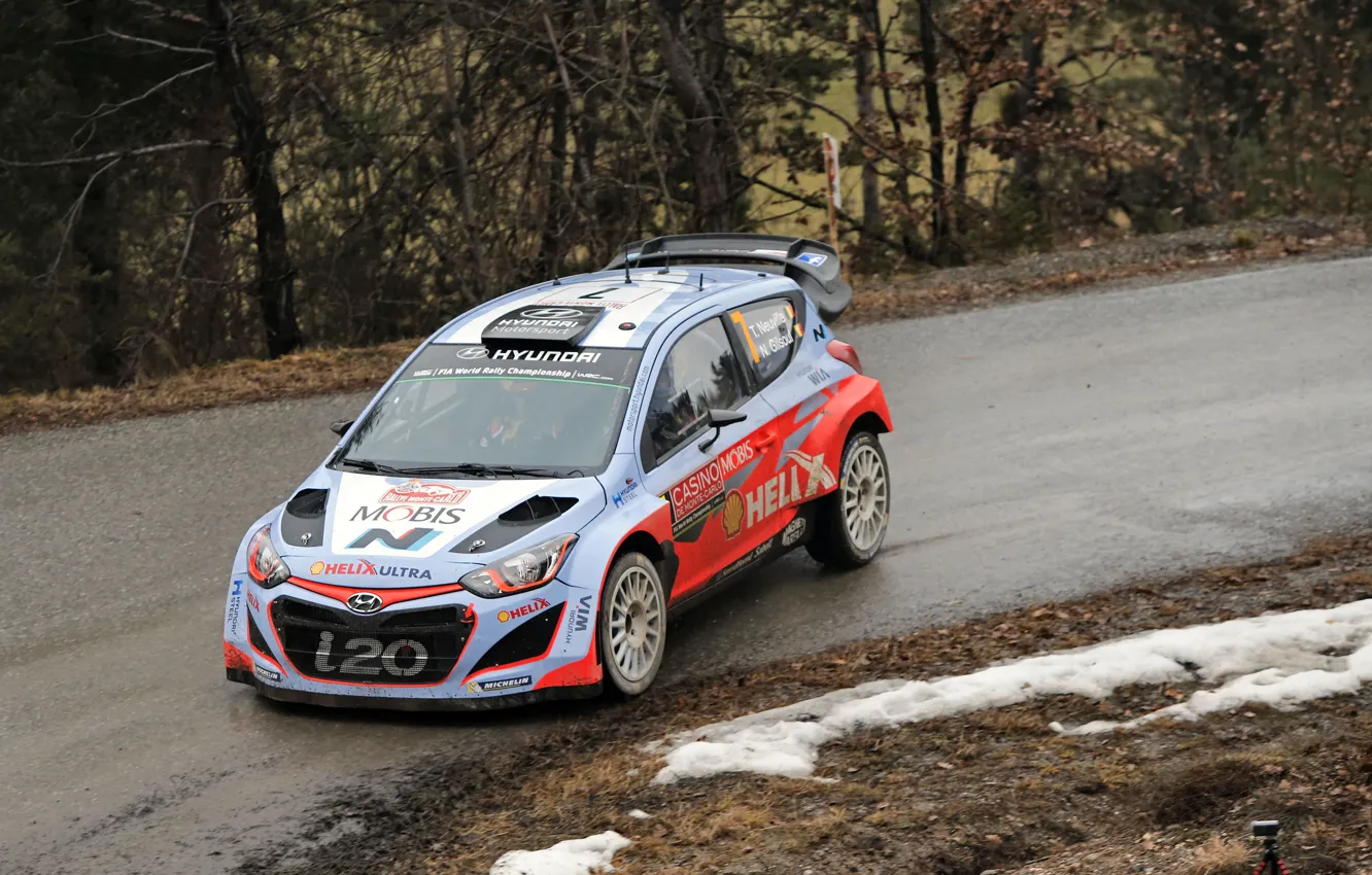 Фото обои Hyundai, WRC, Rally, Monte Carlo, i20, 2015, Neuville