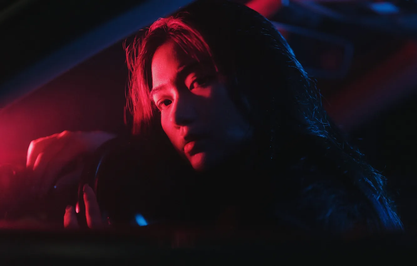 Фото обои Car, Beautiful, Asian, Model, Night, Woman, Pretty, Drive