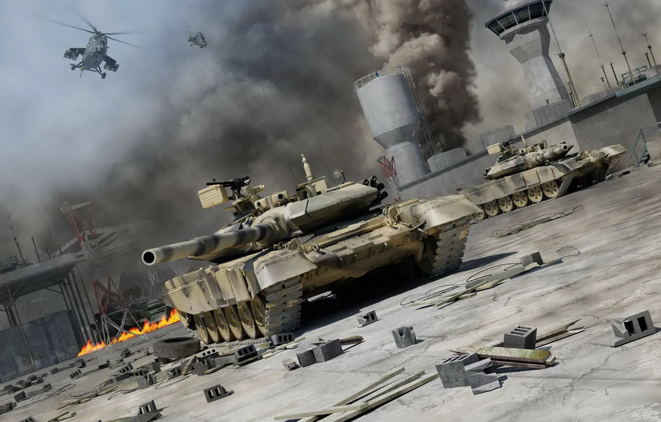Фото обои война, т-90, боевые действия, Российские танки