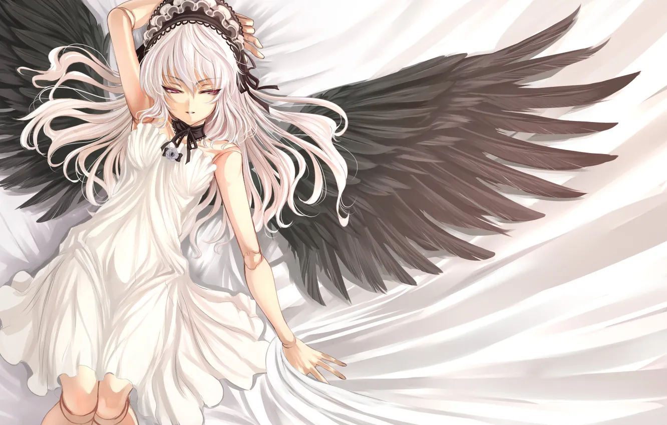 Фото обои девушка, крылья, аниме, rozen maiden