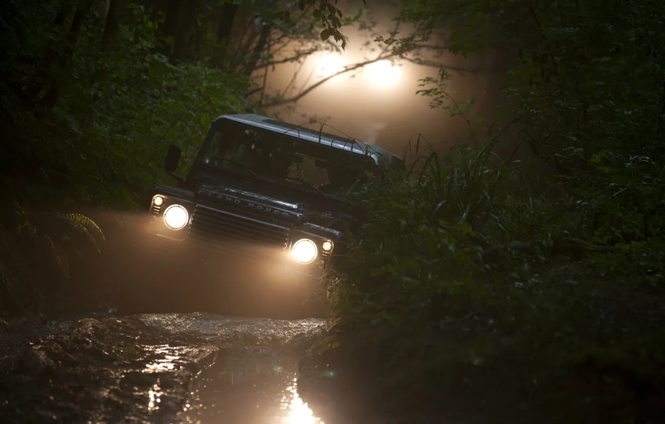 Фото обои туман, Land Rover, Defender, 2013, Defender 90