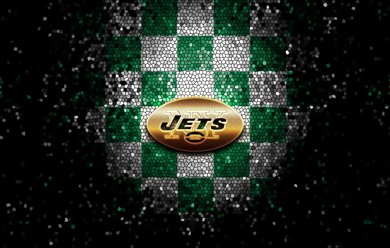 Фото обои wallpaper, sport, logo, NFL, glitter, checkered, New York Jets