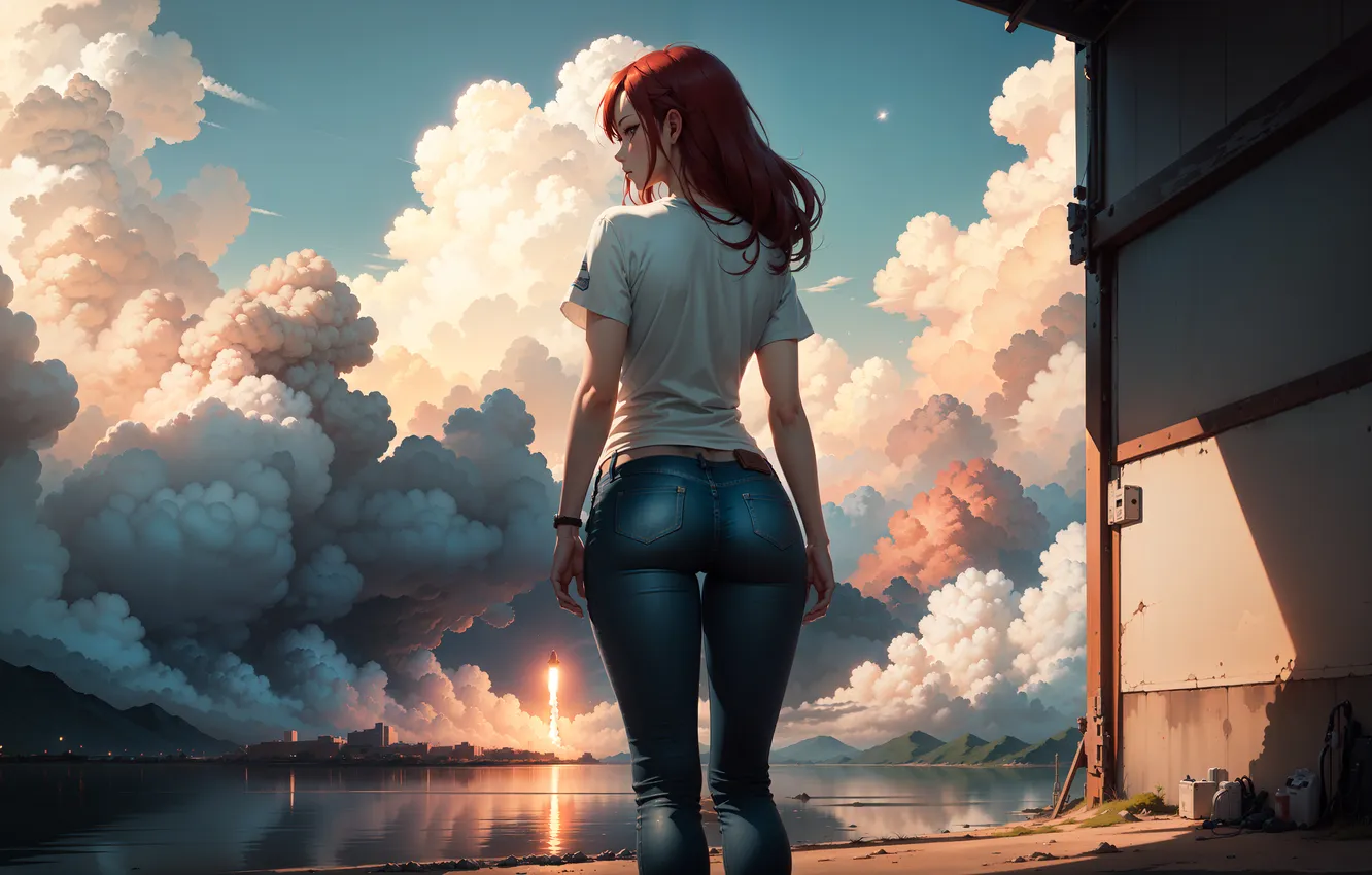 Фото обои girl, ass, back, ai art