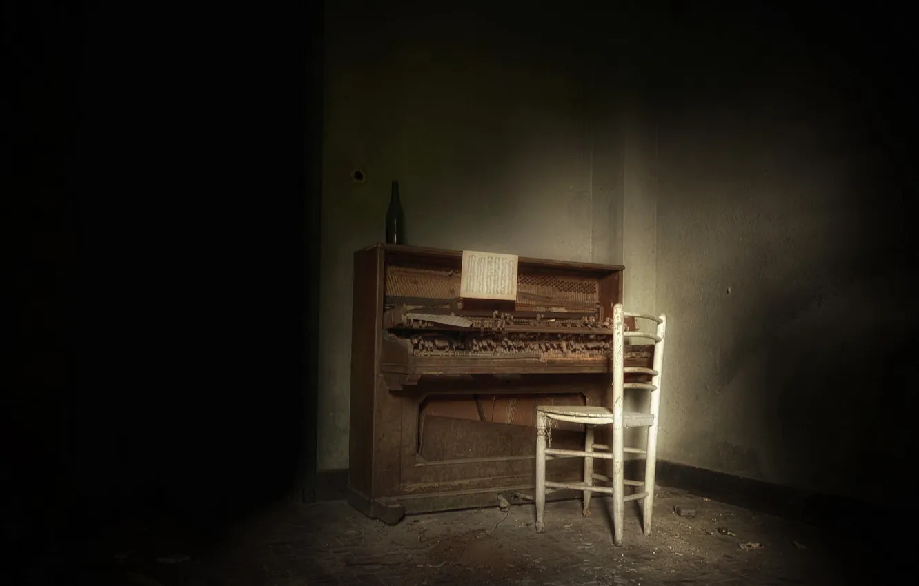 Фото обои музыка, стул, пианино