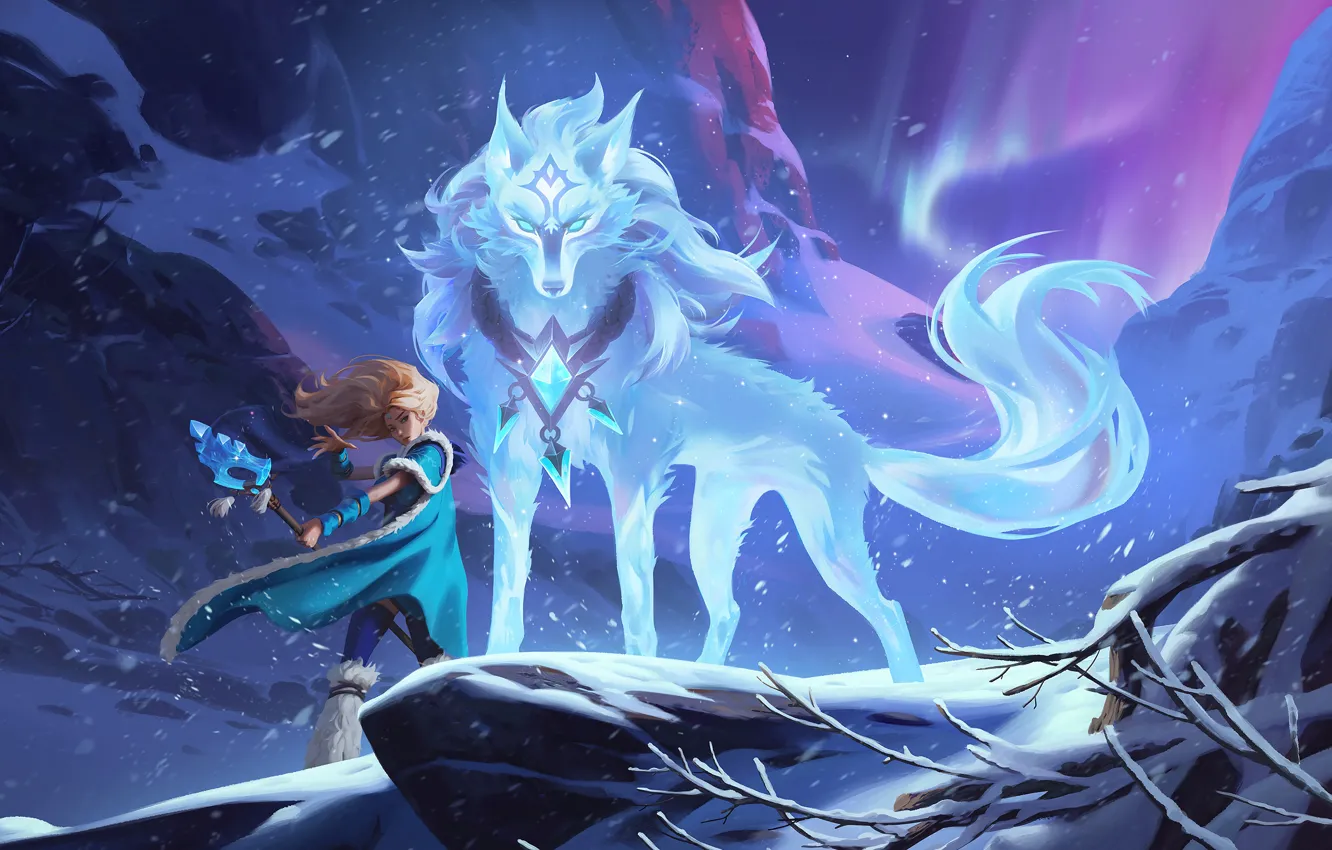 Фото обои Art, Snow, Crystal Maiden, Dota 2, MOBA, Persona