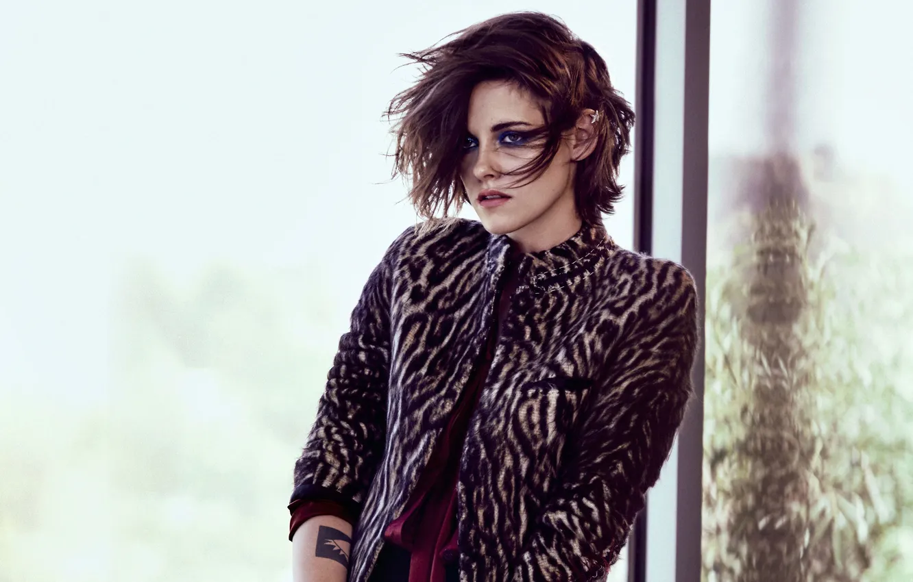 Фото обои модель, макияж, актриса, брюнетка, прическа, фотограф, Kristen Stewart, Кристен Стюарт