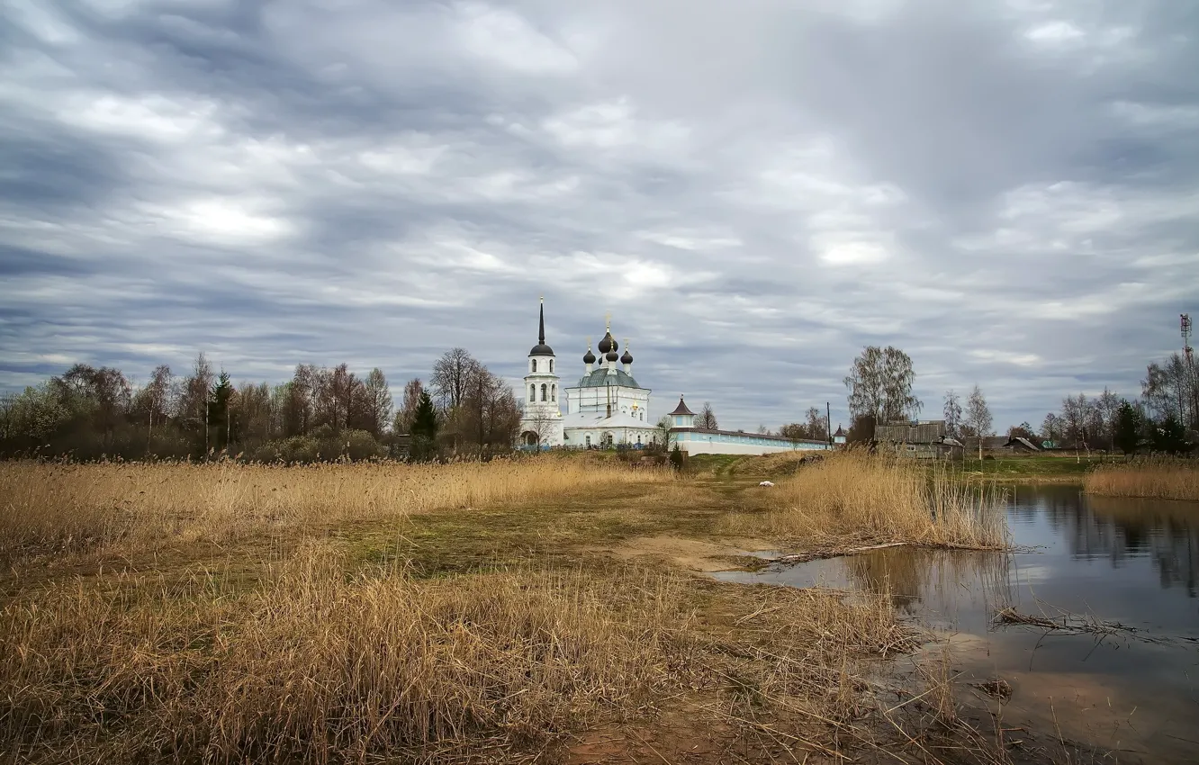 Фото обои пейзаж, храм, селигер, д.кроватынь
