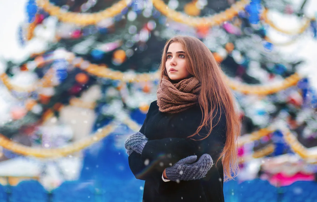 Фото обои снег, шарф, прелесть, Дмитрий Стенько