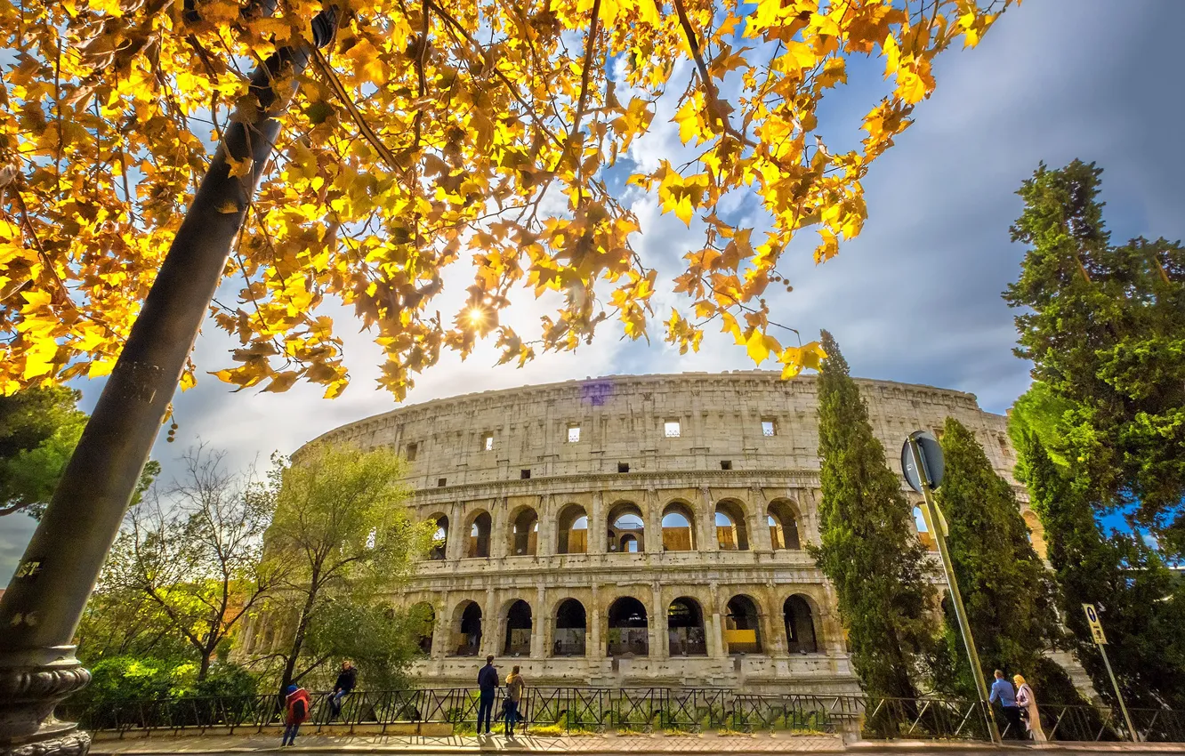 Фото обои осень, Рим, Колизей, Италия