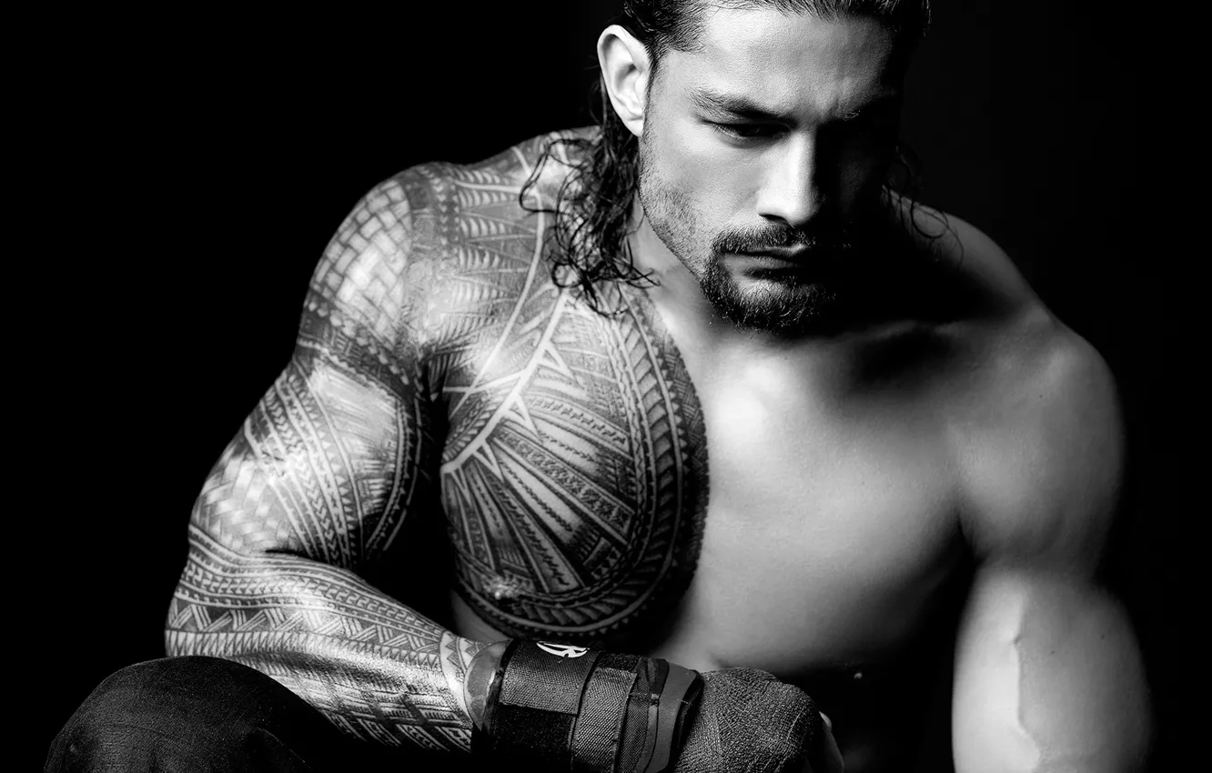 Фото обои поза, тату, татуировка, перчатка, muscle, мышцы, рестлер, tattoo