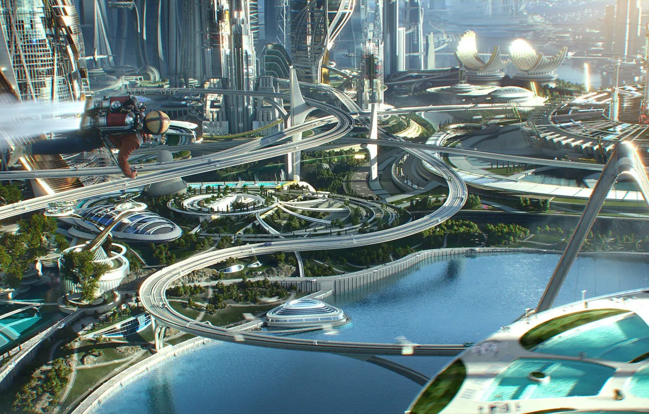 Фото обои city, fantasy, Disney, action, adventure, astronaut, cities, Mystery
