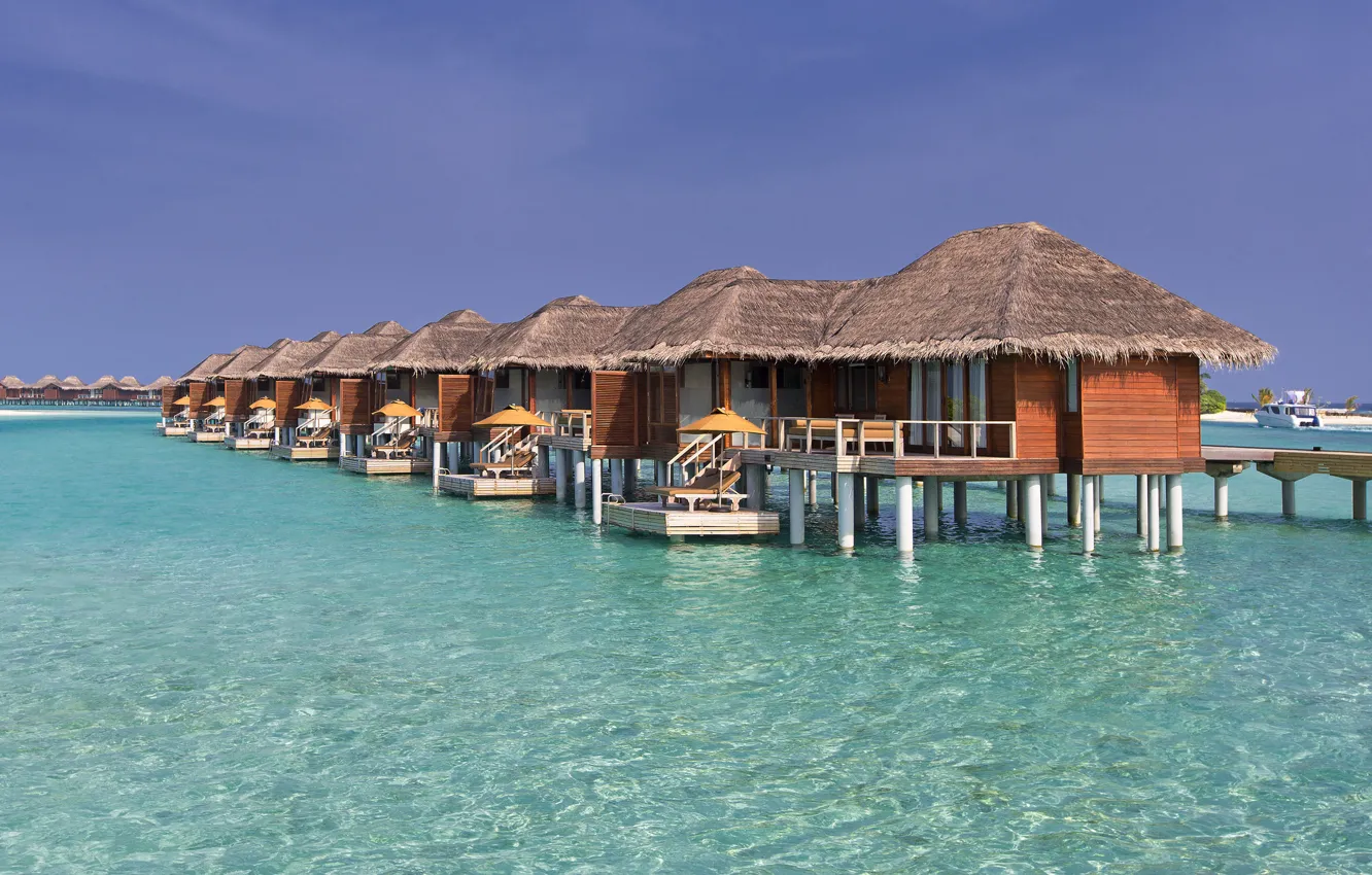 Фото обои океан, Мальдивы, курорт