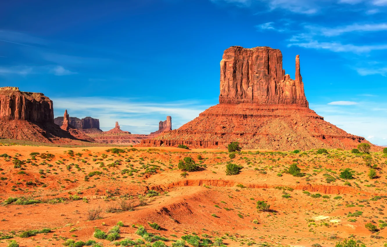 Фото обои небо, солнце, скалы, голубое, пустыня, каньон, USA, США