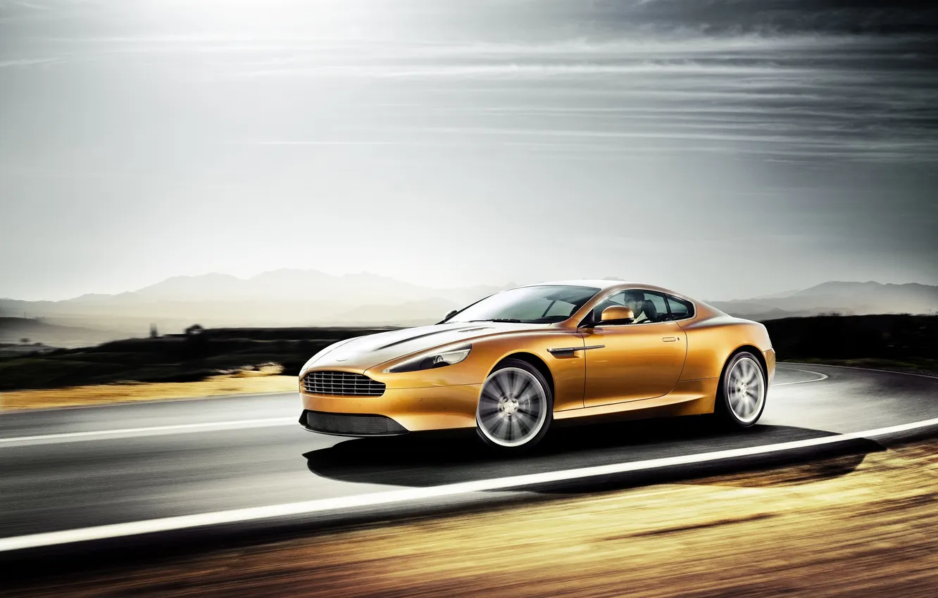 Фото обои Aston Martin, скорость, размытие, астон мартин, Orange, cars, auto, ораньжевый