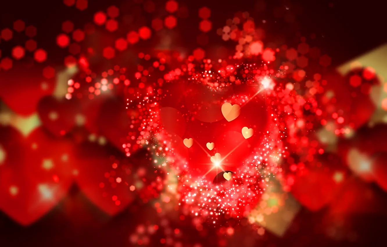 Фото обои сердечки, red, love, background, romantic, hearts, bokeh, Valentine's Day