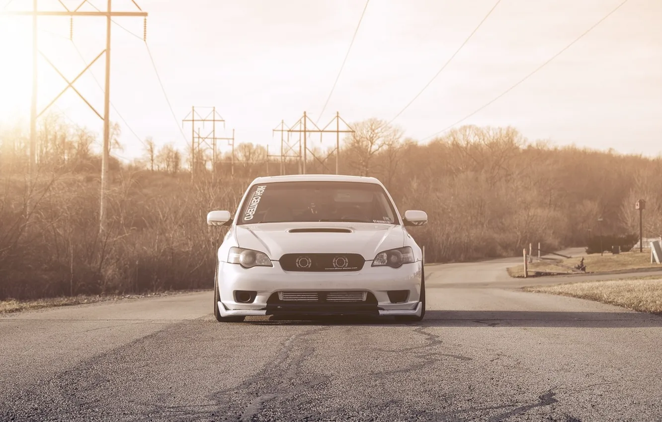 Фото обои белая, перед, subaru, Legacy