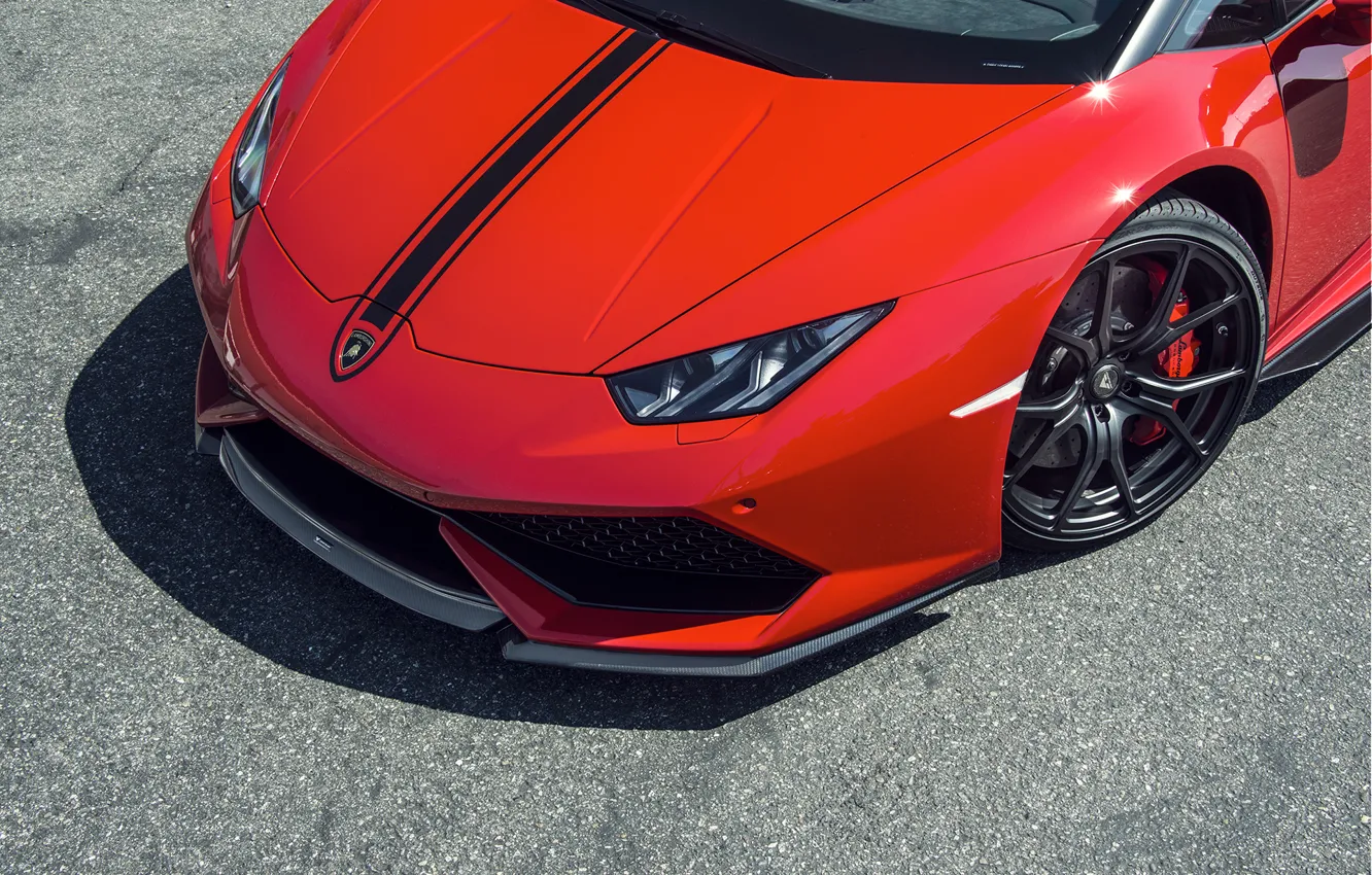 Фото обои Lamborghini, Red, красная, ламборджини, 2015, Huracan, хуракан