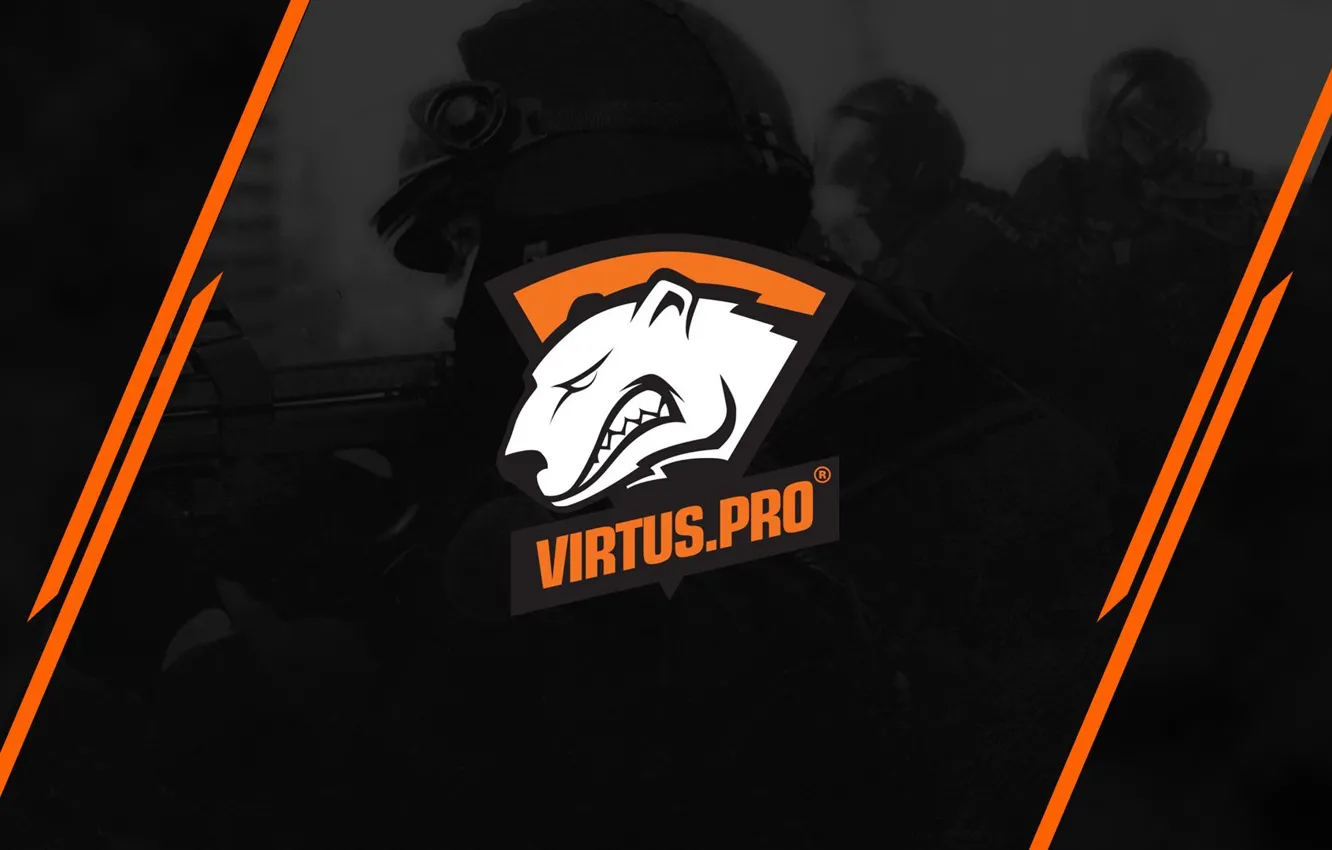 Фото обои полосы, логотип, черный фон, спецназ, csgo, cs go, virtus pro, virtuspro