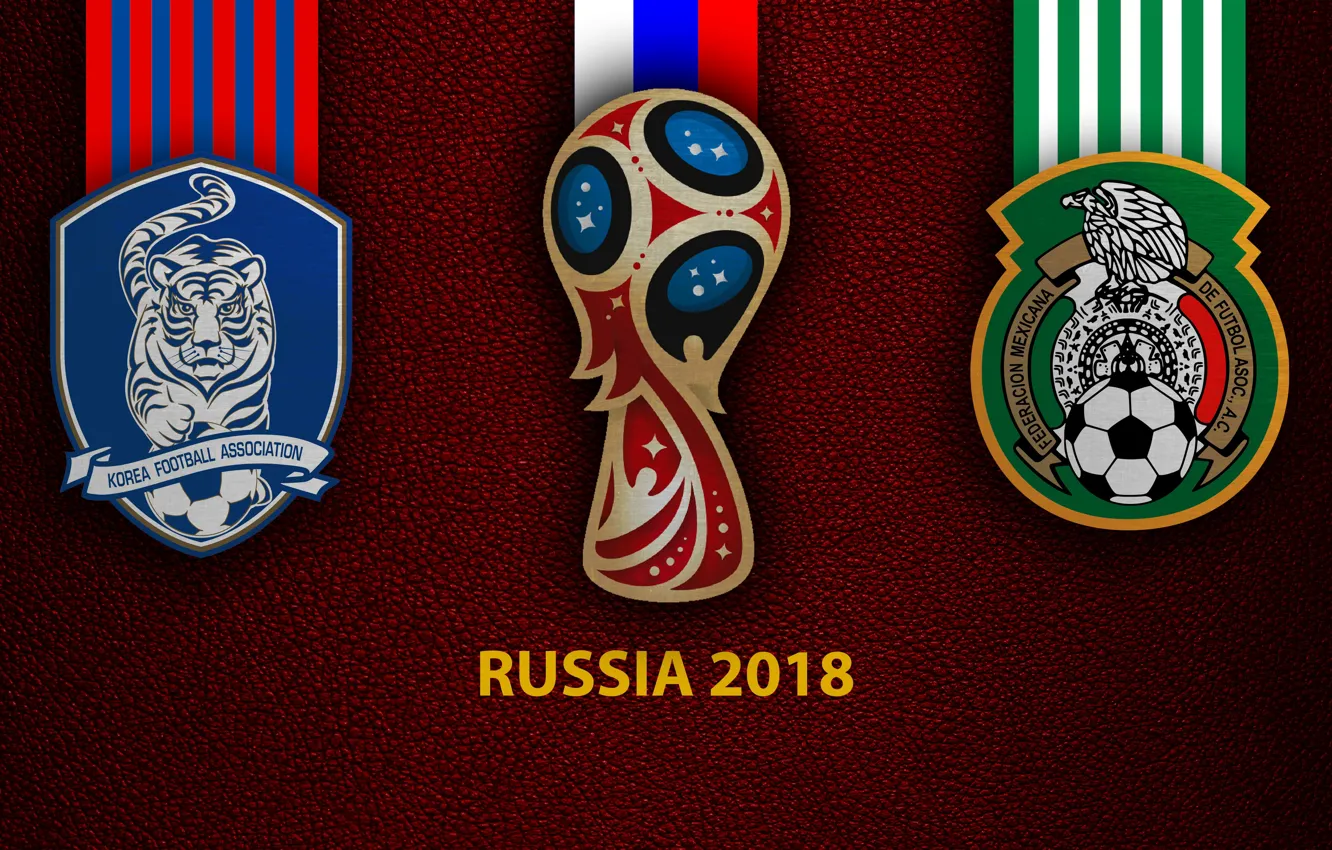 Фото обои wallpaper, sport, logo, football, FIFA World Cup, Russia 2018, South Korea vs Mexico