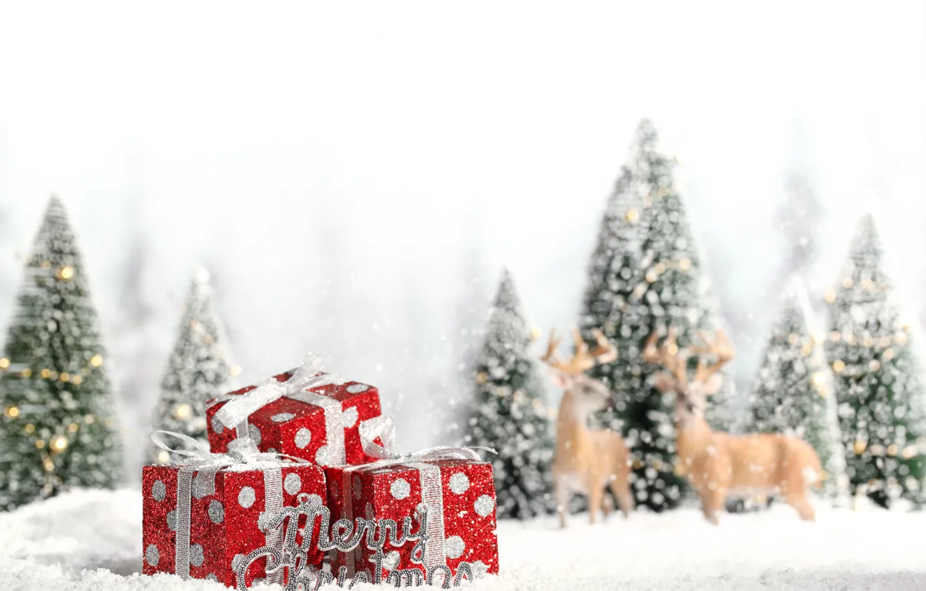 Фото обои украшения, праздник, Новый Год, Рождество, олени, Christmas, New Year