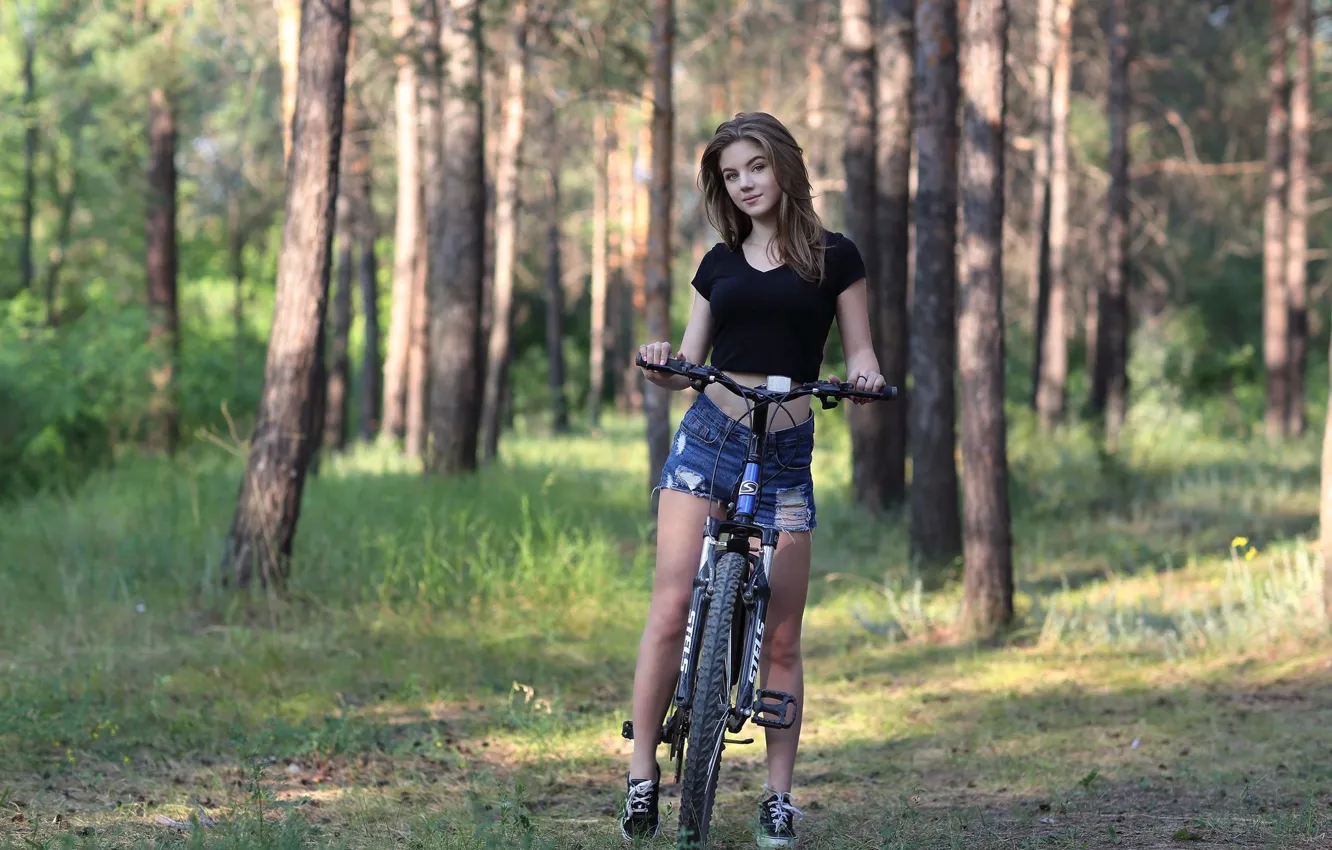Фото обои девушка, велосипед, милая, Margarita, Murat Kuzhakhmetov