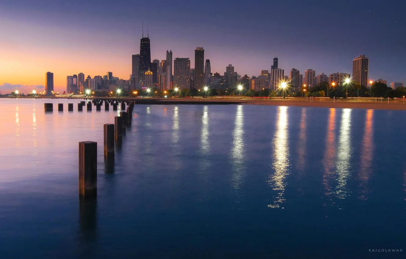 Фото обои небоскребы, Чикаго, USA, Chicago, мегаполис, illinois, мичиган