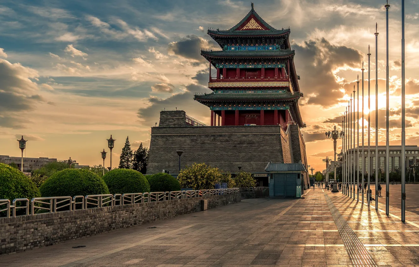 Фото обои улица, China, вечер, Китай, Пекин