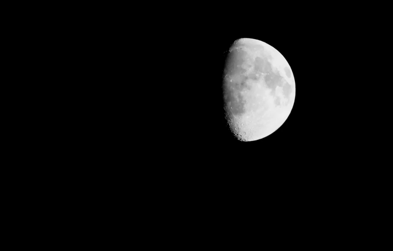 Фото обои ночь, пространство, вселенная, луна, черно-белое