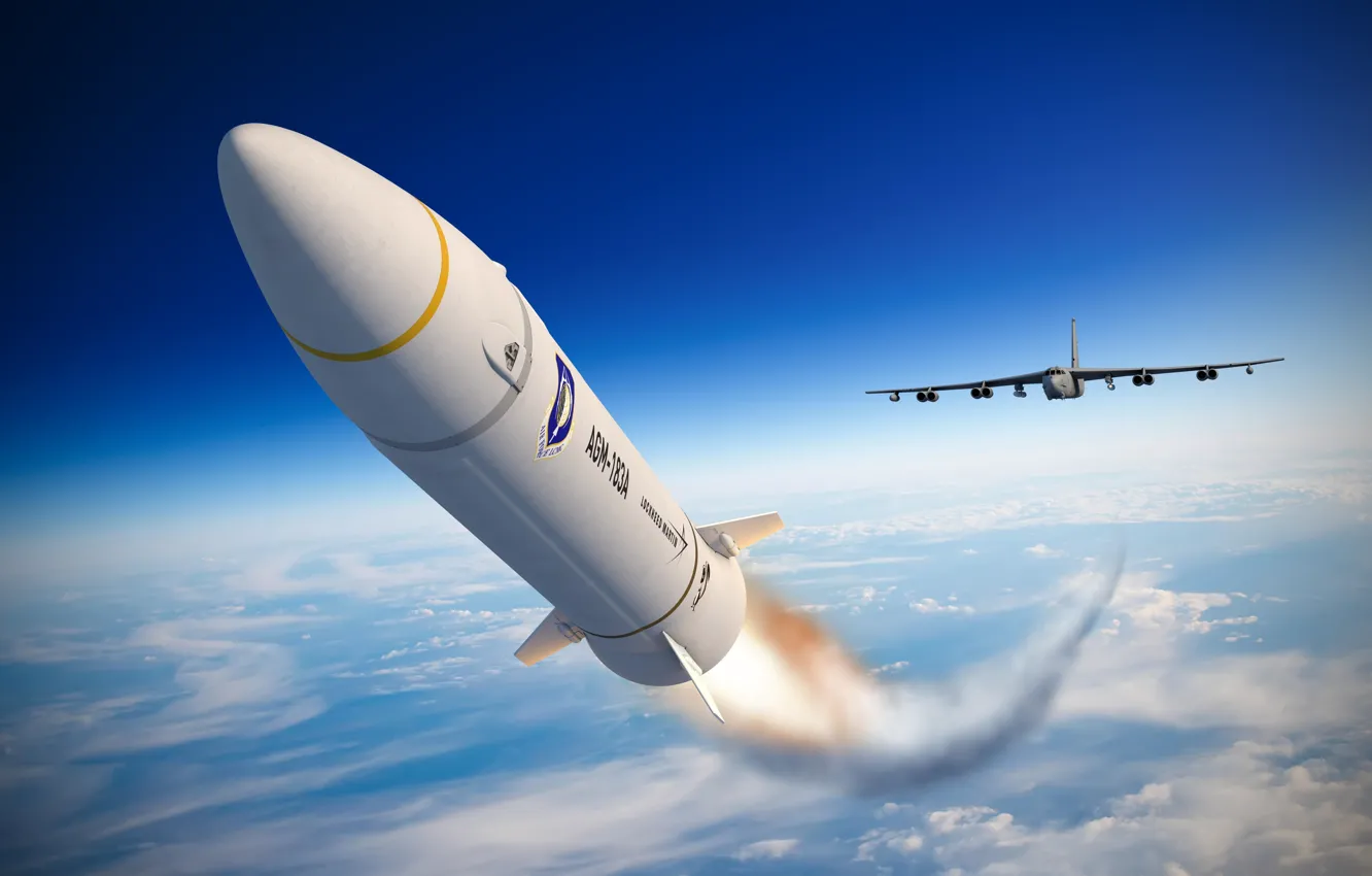 Фото обои Самолет, Ракета, Lockheed Martin, B-52 Stratofortress, Воздушного базирования, Hypersonic air-to-ground missile, AGM-183 ARRW, Оружие быстрого …