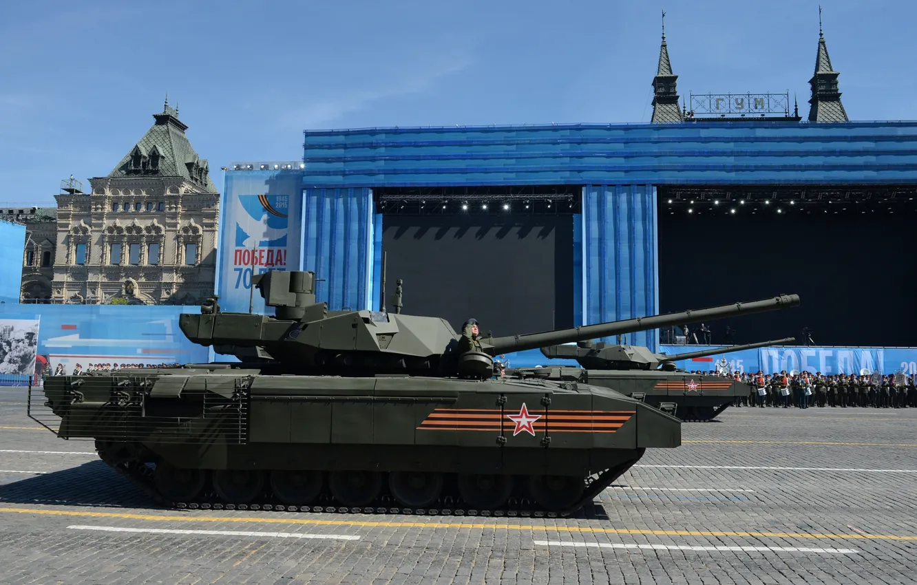 Фото обои красная площадь, бронетехника, боевой танк, Армата, Т-14
