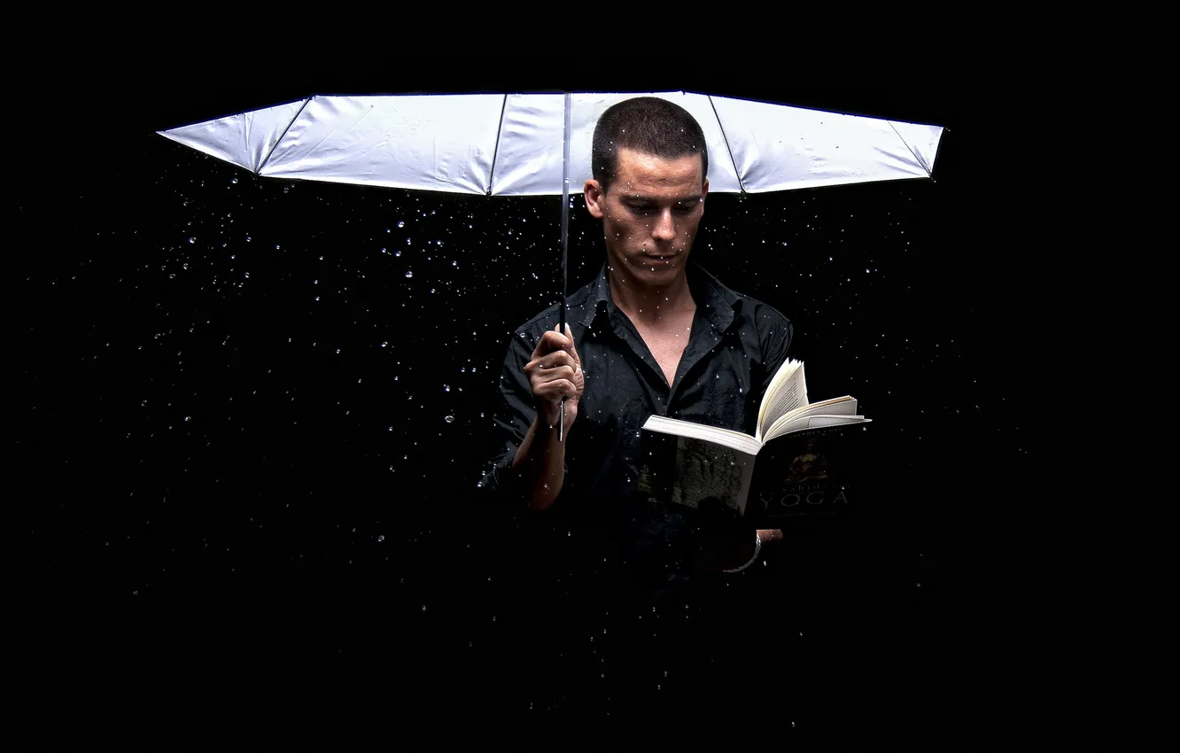 Фото обои зонт, книга, мужчина
