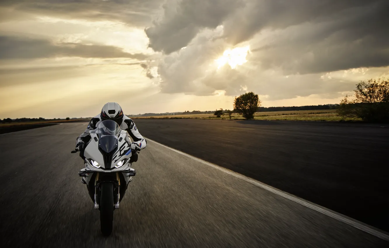 Фото обои BMW, road, sky, bike, BMW S 1000 RR, sun