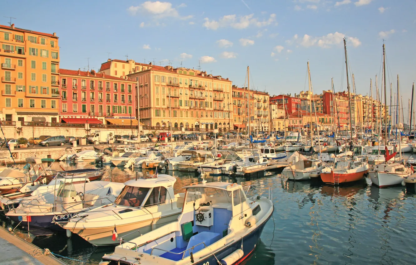 Фото обои город, Франция, пристань, France, Cote D'Azur, Ницца, Nice, Mediterranean sea