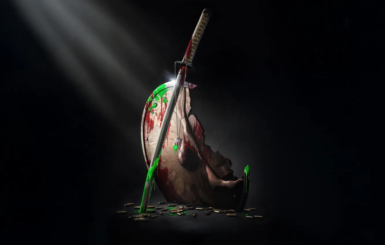 Фото обои Predator, killer, shield, Katana