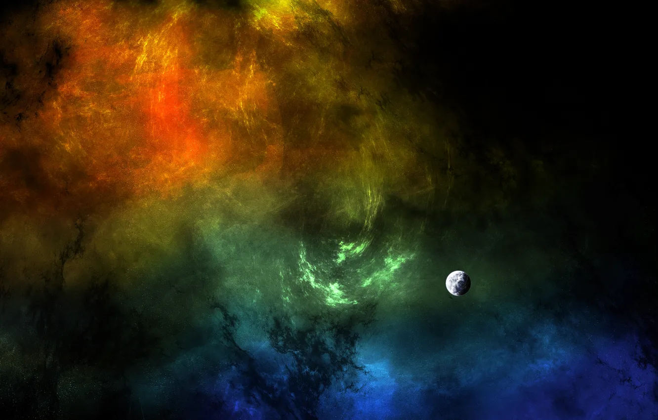 Фото обои туманность, вселенная, цвет, планета