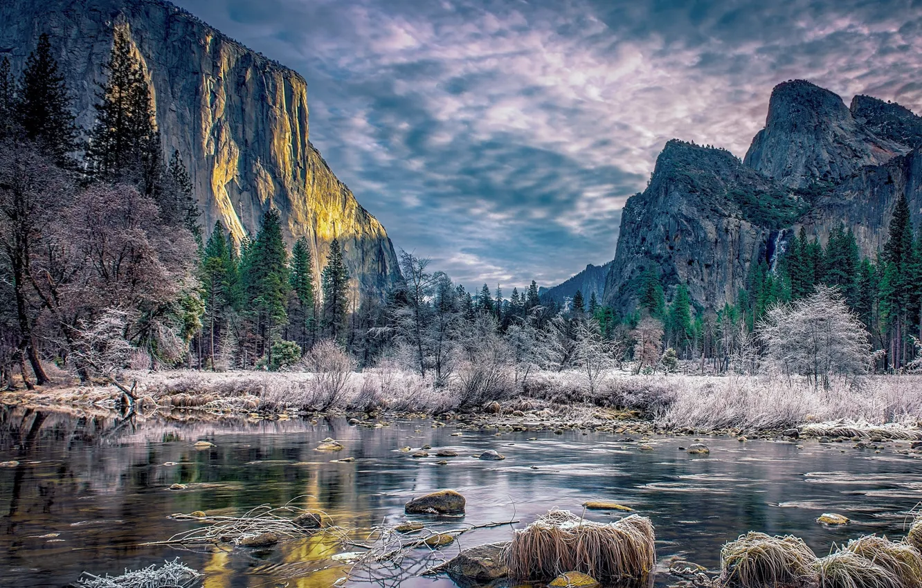Фото обои горы, обработка, Yosemite Valley