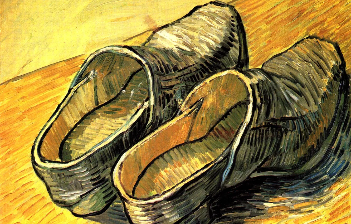 Фото обои туфли, Винсент ван Гог, Arles, A Pair of Leather Clogs