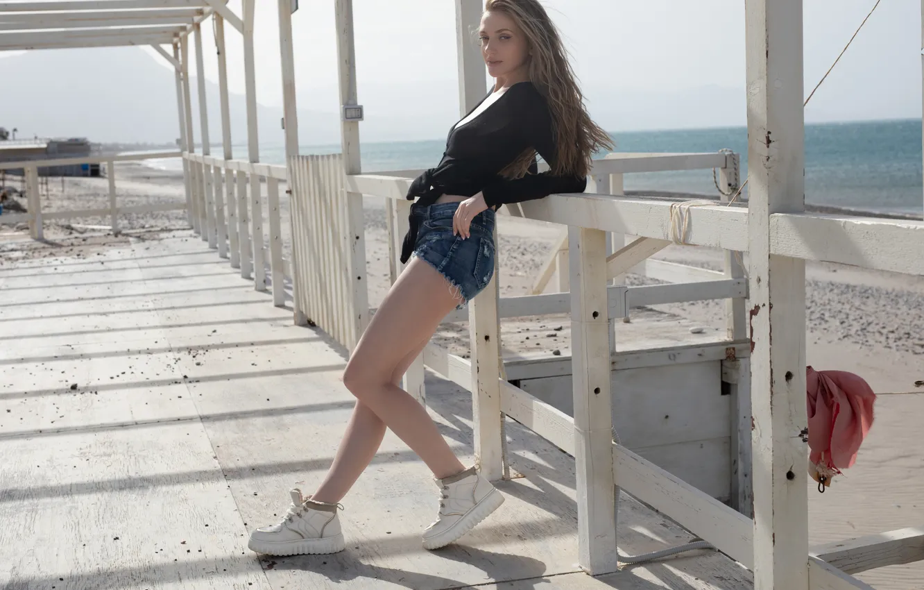 Фото обои beach, long hair, model, awesome, brunette, Gaia, gorgeous, photoshoot