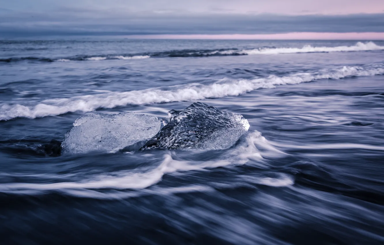 Фото обои зима, море, лёд, льдинки