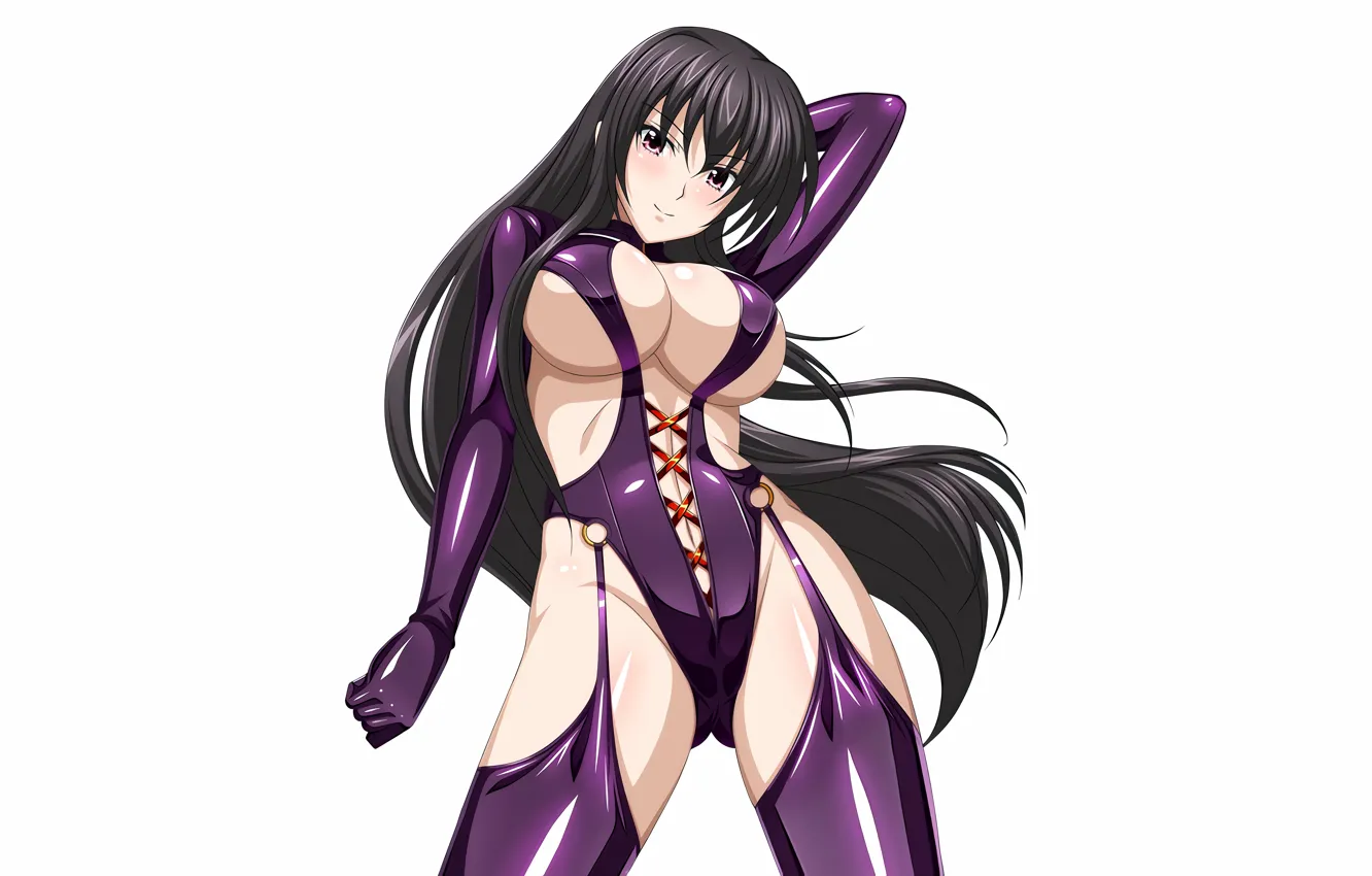 Фото обои girl, sexy, cleavage, thighhighs, long hair, boobs, anime, beautiful