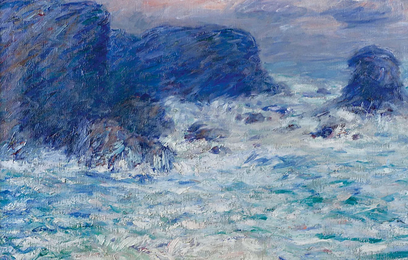 Фото обои море, скалы, картина, морской пейзаж, Джон Питер Расселл, John Peter Russell, Auchien Rock at Belle-Ile