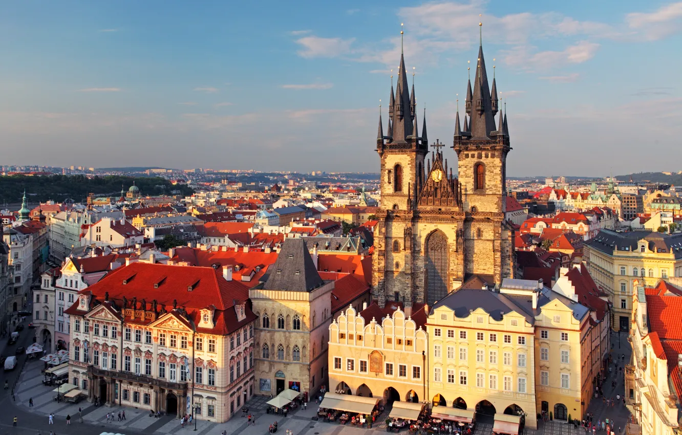 Фото обои город, Прага, Чехия, Prague, Czech Republic, Old Town Square
