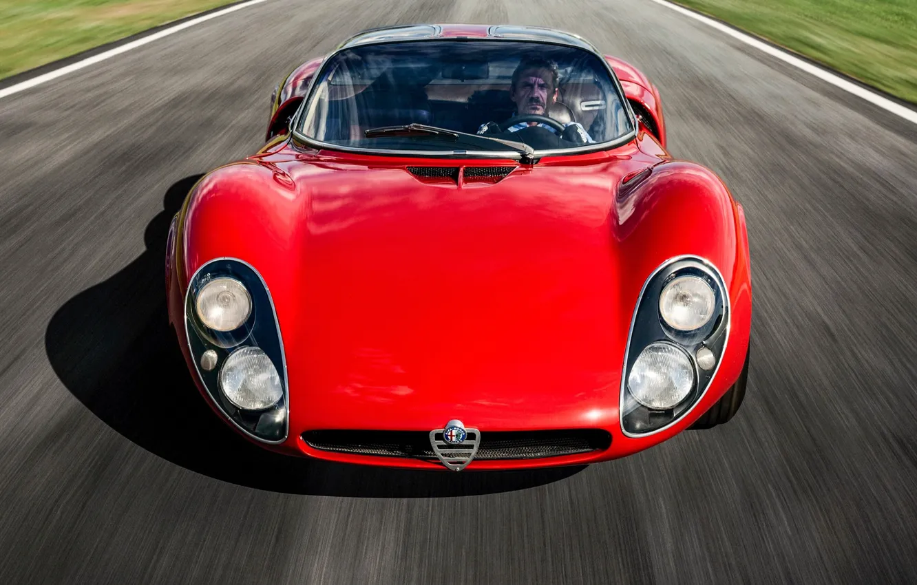 Фото обои Alfa Romeo, 1967, drive, 33 Stradale, Tipo 33, Alfa Romeo 33 Stradale Prototipo
